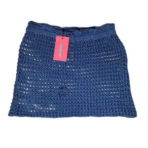 Edikted Blue Mini Crochet Skirt Resort Wear Size XS/S